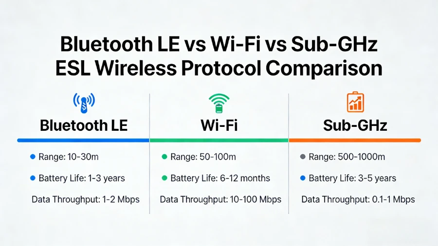 Bluetooth vs. Wi-Fi vs. Sub-GHz Elektronisches Regaletikett
