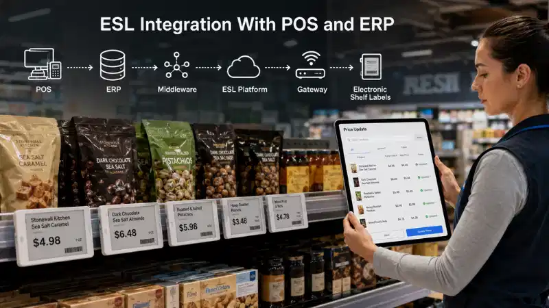 Integration elektronischer Regaletiketten mit POS und ERP: APIs, Datenzuordnu...