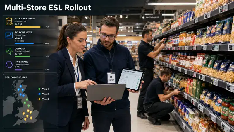 Plan zur Einführung elektronischer Regaletiketten für den Einzelhandel in meh...